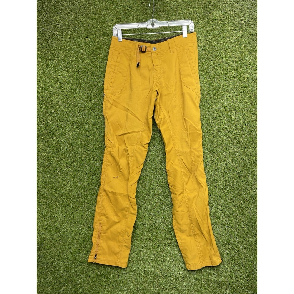 PRANA Hiking Pants Mens 30x30 Outdoor Travel Adventure Climbing Yellow Stretch